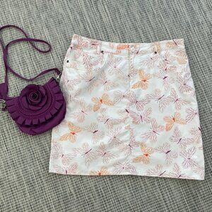 Liz Claiborne Butterfly Print Cotton Skirt 14
